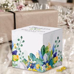 Ballotins Élégant mariage bleu-jaune fleuri