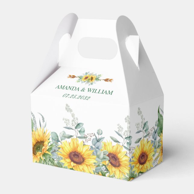 Ballotins Élégant Mariage cadeau de tournesol Eucalyptus Flo (Verso)