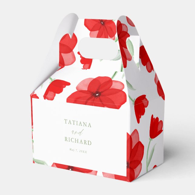 Ballotins Elégant Mariage de motif floral de coquelicot aqua (Verso)