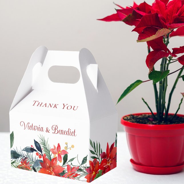 Ballotins Élégant Mariage de Noël Floral Rouge Poinsettia (Créateur téléchargé)