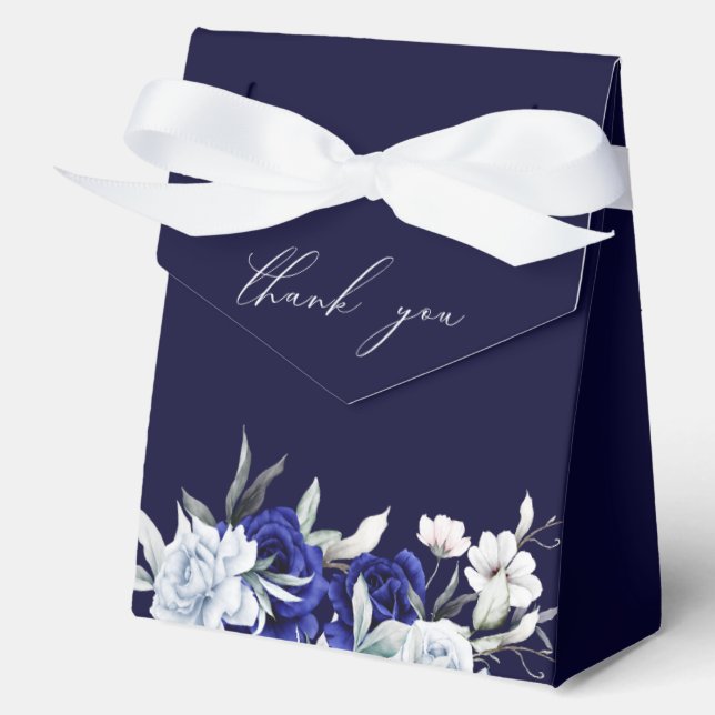 Ballotins Elégant Mariage floral Dusty Blue Navy (Recto)