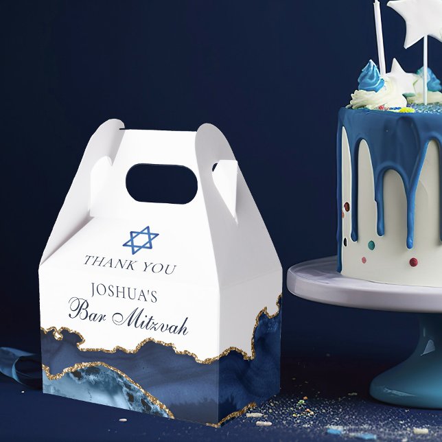 Ballotins Elégant Marine Blue Gold Agate Bar Mitzvah Party (Créateur téléchargé)