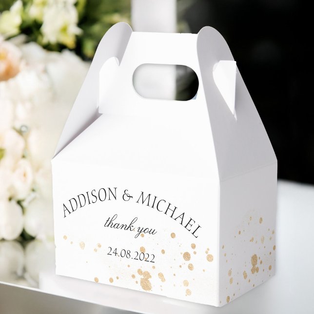 Ballotins Élégant Moderne points dorés Mariage (Elegant modern golden dots wedding favor boxes
with your name and date.)