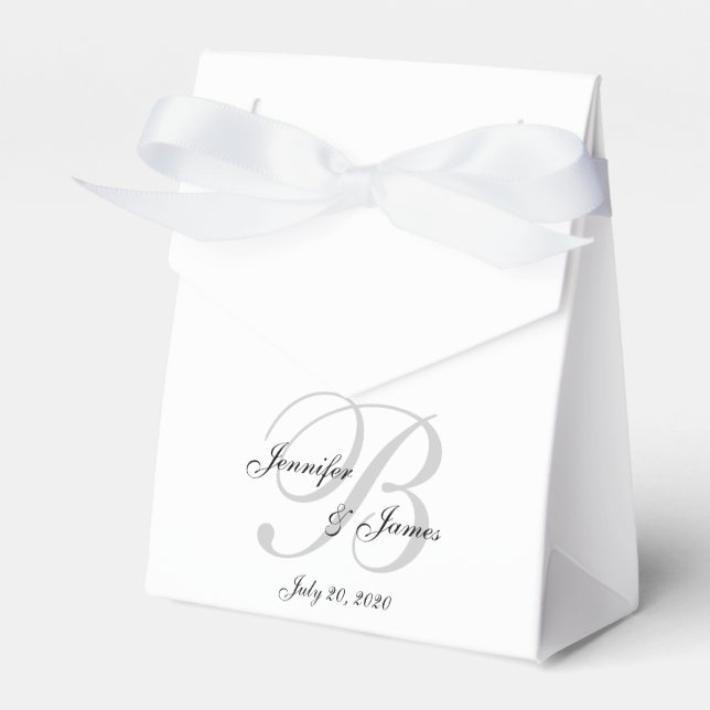 Ballotins Élégant monogramme B | Boîtes De Faveur De Mariage (Verso)