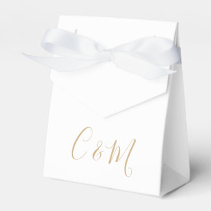 Ballotins Elégant Monogramme Or Boîte de Faveur Mariage