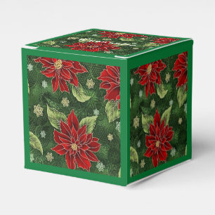 Ballotins Élégant Noël Poinsettia Green Cube Ballotin