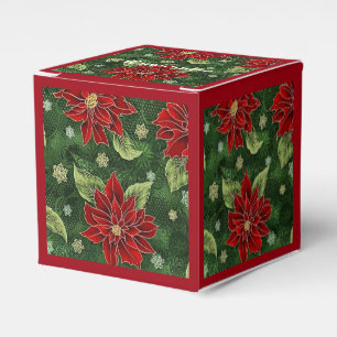 Ballotins Élégant Noël Poinsettia Rouge Cube Ballotin