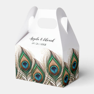 Ballotins Elégant Peacock Feather Wedding Favor Box