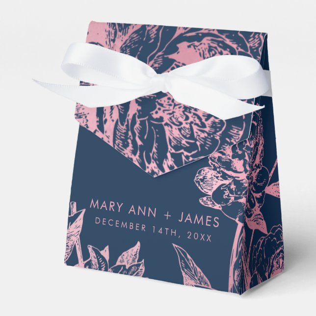Ballotins Elégant Rose Gold Navy Blue Floral Mariage (Verso)