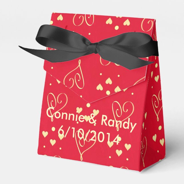 Ballotins Elégant Rouge et Or Valentine's Wedding Favor Box (Verso)