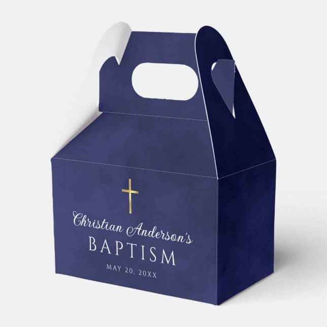 Ballotins Elégant Royal Blue Aquarelle Baptême garçon (Verso)
