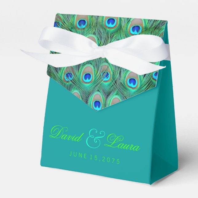 Ballotins Elégant Royal Blue et Green Peacock Mariage (Verso)
