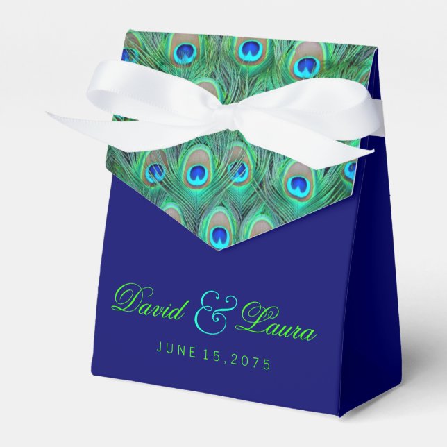 Ballotins Elégant Royal Blue et Green Peacock Mariage (Verso)
