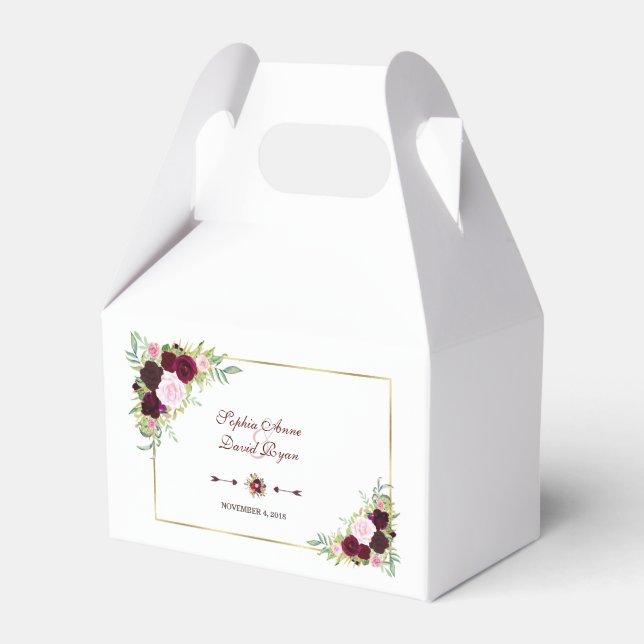 Ballotins Elégant Royal Burgundy Marsala Floral Mariage (Verso)