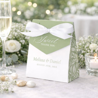 Ballotins Elegant Sage Green Botanical Wedding  Favor Boxes