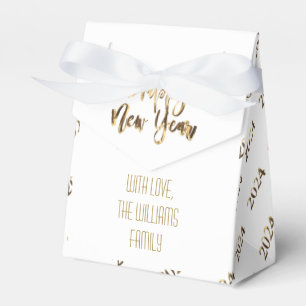 Ballotins Élégant script blanc et or Bonne année 2024