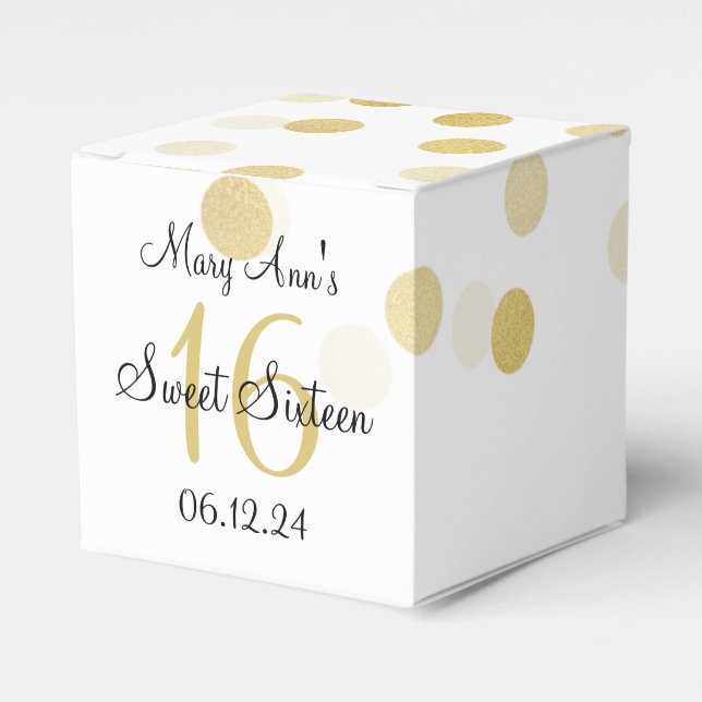 Ballotins Elégant Sweet 16 Faux Gold Foil Parties scintillan (Verso)