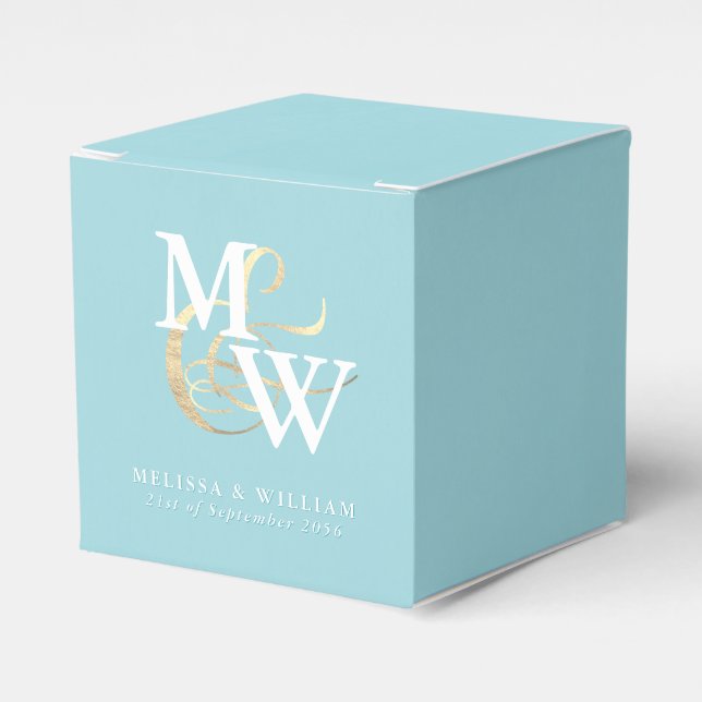 Ballotins Elégant verre de mer Turquoise Mariage Monogramme (Verso)
