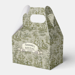 Ballotins Élégant Vintage Olive Toile De Jouy Monogramme