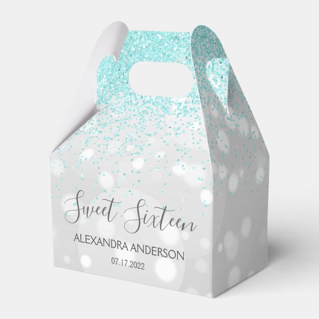 Ballotins Elégante Aqua Blue Silver Glitter Sweet Seize (Verso)