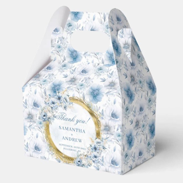 Ballotins Elégante aquarelle Dusty Blue Gold Mariage Merci (Elegant Watercolor Dusty Blue Gold Wedding Thanks Favor Boxes)