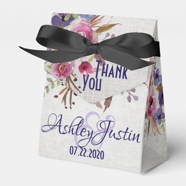 Ballotins Elégante Aquarelle Fleurs Mariage Favor Boxes (Verso)