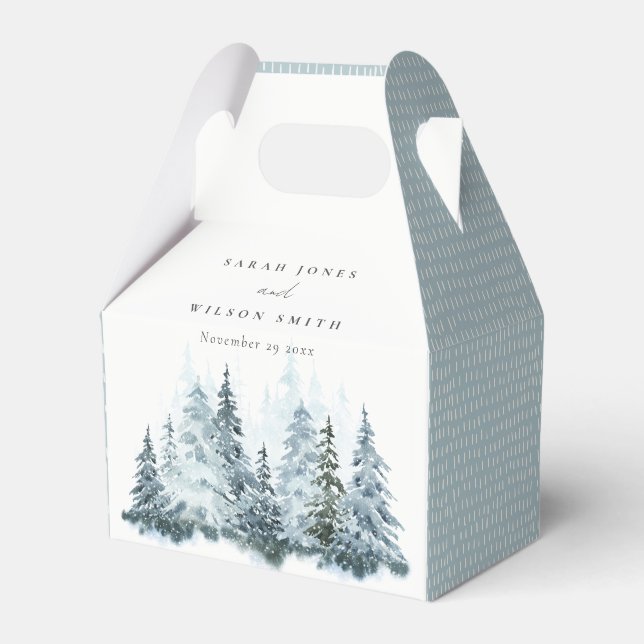 Ballotins Elégante aquarelle neige hiver Mariage de pin (Verso)