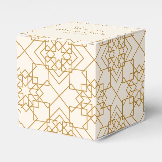 Ballotins Elégante Crème Et Boîte De Faveur De Mariage Or (Verso)