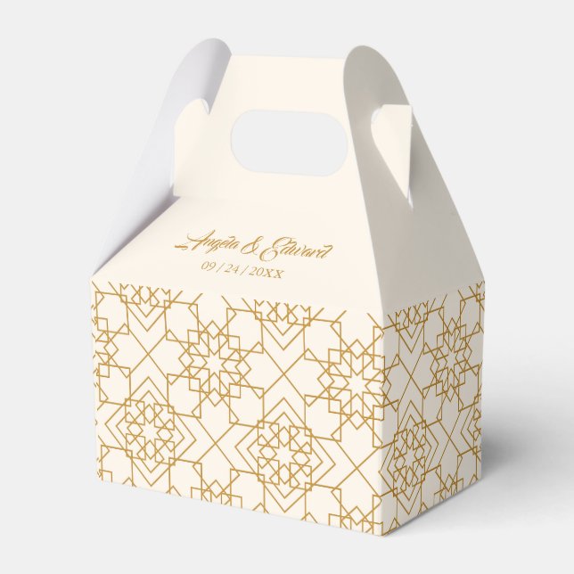 Ballotins Elégante Crème Et Boîte De Faveur De Mariage Or (Verso)