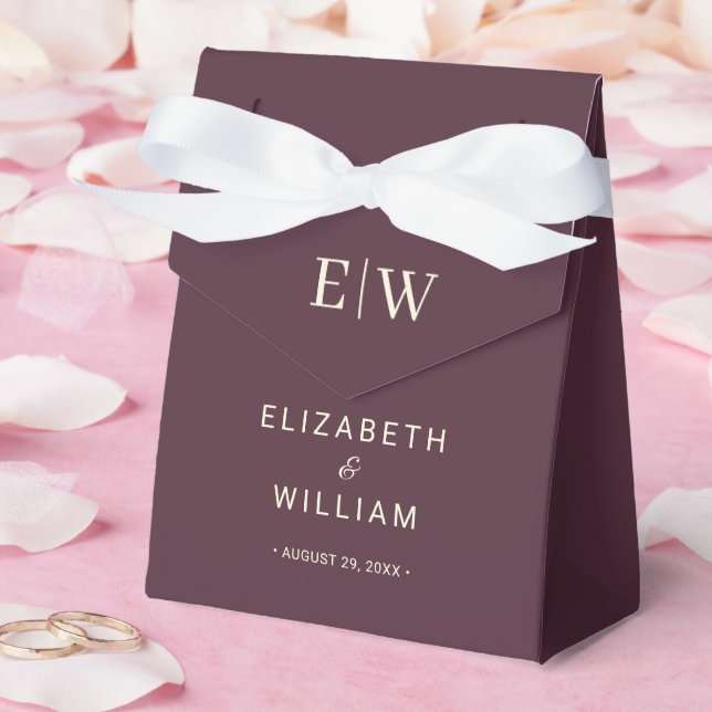 Ballotins Elégante laque simple cerise, Mariage Monogramme (Mariage)