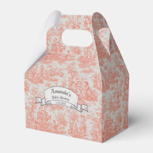 Ballotins Élégante toile de Jouy orange vintage monogramme