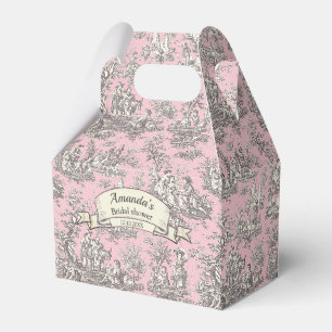 Ballotins Élégante toile de Jouy vintage rose noir monogramm