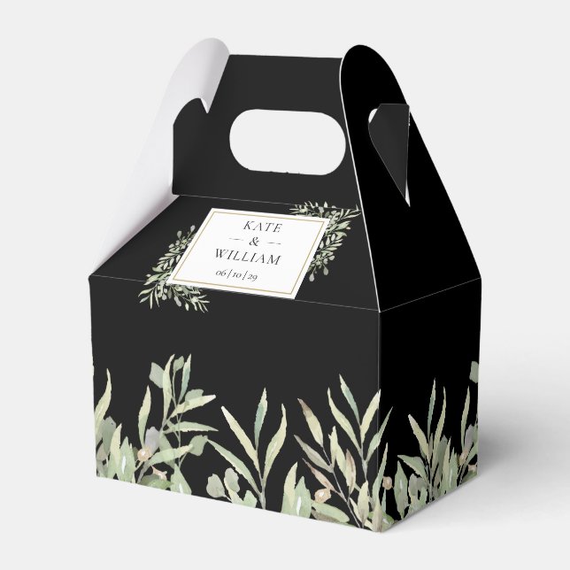 Ballotins Elégante verdure Noir Mariage Favor Box (Verso)
