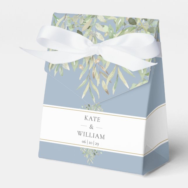 Ballotins Elégante verdure Poussière Bleu Mariage Merci (Verso)