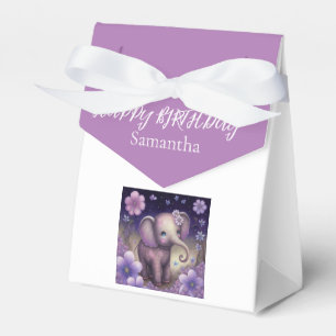 Ballotins Eléphant Fleurs violettes Anniversaire Ballotin