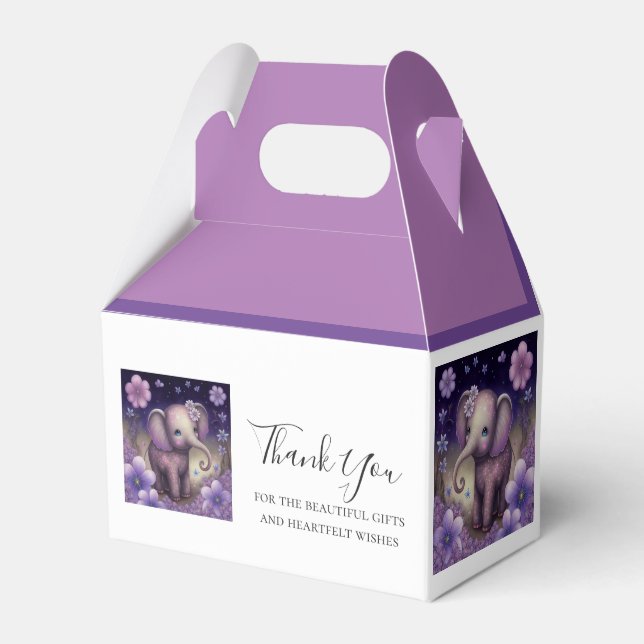 Ballotins Eléphant Fleurs violettes Anniversaire Ballotin (Verso)