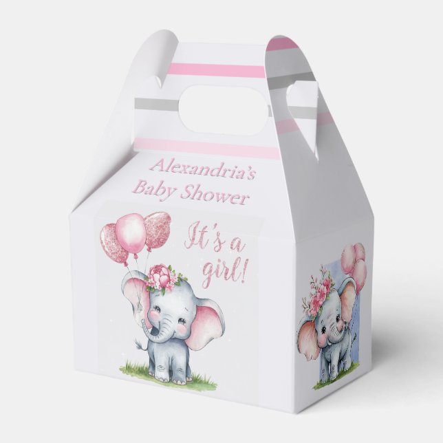 Ballotins Eléphant mignon avec ballons roses Baby shower fil (Verso)