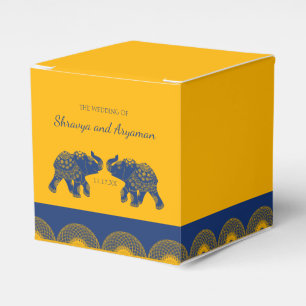 Ballotins Eléphants à thème indiens en Mariage bleu royal