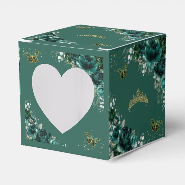 Ballotins Emerald Green Floral Butterflies Quinceanera Mini  (Verso)