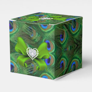 Ballotins Emerald Green Peacock Wedding Favor Box