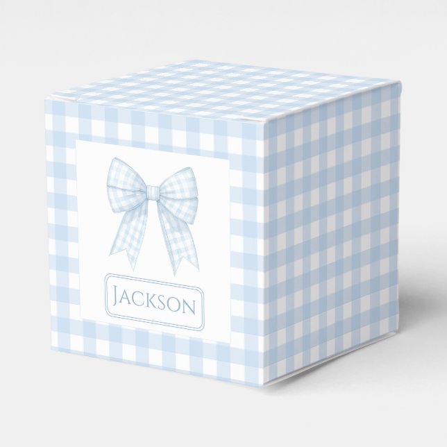 Ballotins En vichy bleu ruban arc bébé garçon cadeau balloti (Verso)
