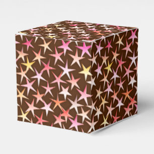 Ballotins Étoiles en satin, roses sur fond chocolat