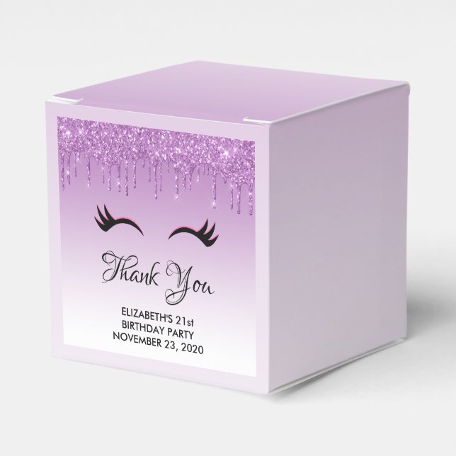 Ballotins Eyelashes rose et noir élégant sur Parties scintil (Verso)