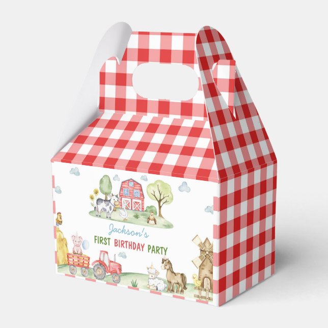 Ballotins Farm Animals Barnyard Kids Birthday Favor Boxes (Verso)