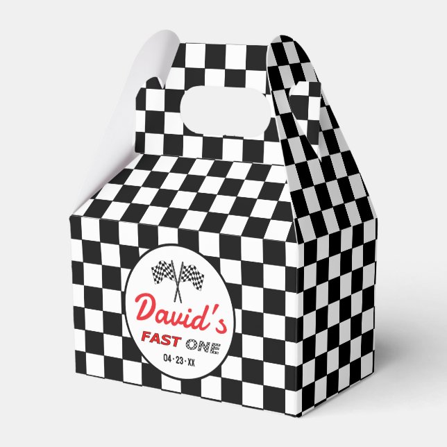 Ballotins Fast ONE | Black White Race Car Flags Birthday  (Verso)