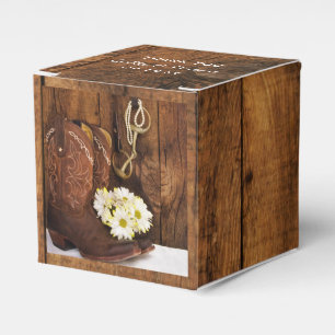 Ballotins Faux Barn Bois Botte de cowboy Daisies Cheval Mari