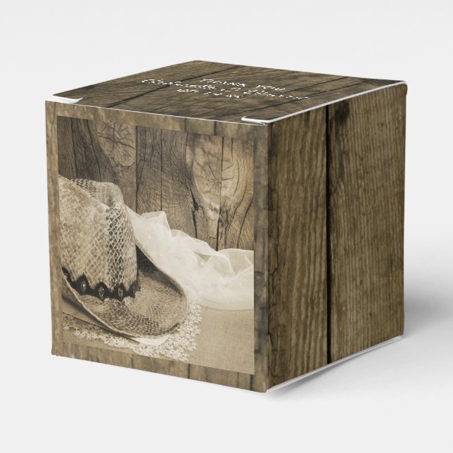 Ballotins Faux Barn Wood et Cowboy Casquette Western Mariage (Verso)