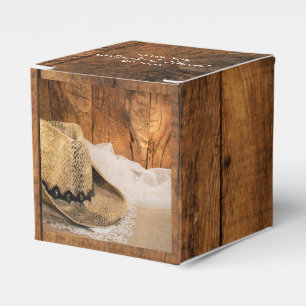 Ballotins Faux Barn Wood et Cowboy Casquette Western Mariage
