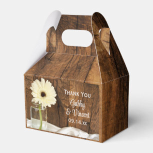 Ballotins Faux Barn Wood Mason Jar White Daisy Barn Mariage