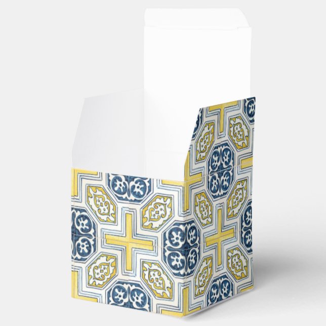 Ballotins Faux Carrelage Motif Jaune et Bleu Fête Favoriser  (Ouvert)